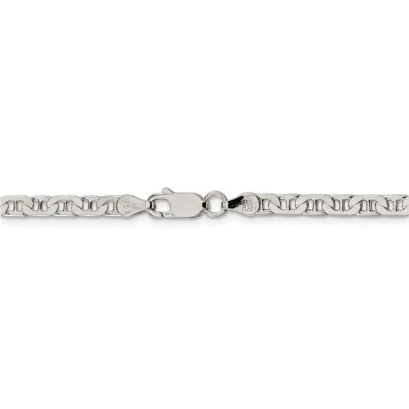 3mm Solid Sterling Silver Flat Anchor Chain Necklace Diamond Cut Mariner Link - Picture 3 of 8